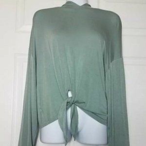 Forever 21 Teal Blue Light Crop Hoodie